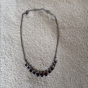 Black Metal and Purple Bead Necklace